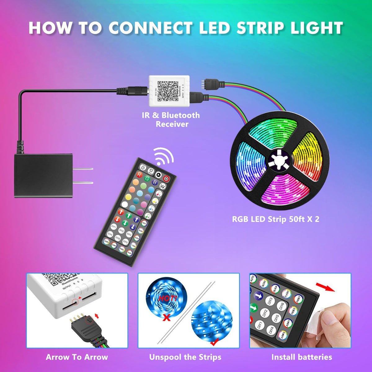 Led Lights for Bedroom 100Ft Music Sync Color Changing Led Strip Lights Smart with Remote and App Control Built-In Mic for Party Home Room Decor Luces LED Para Cuarto