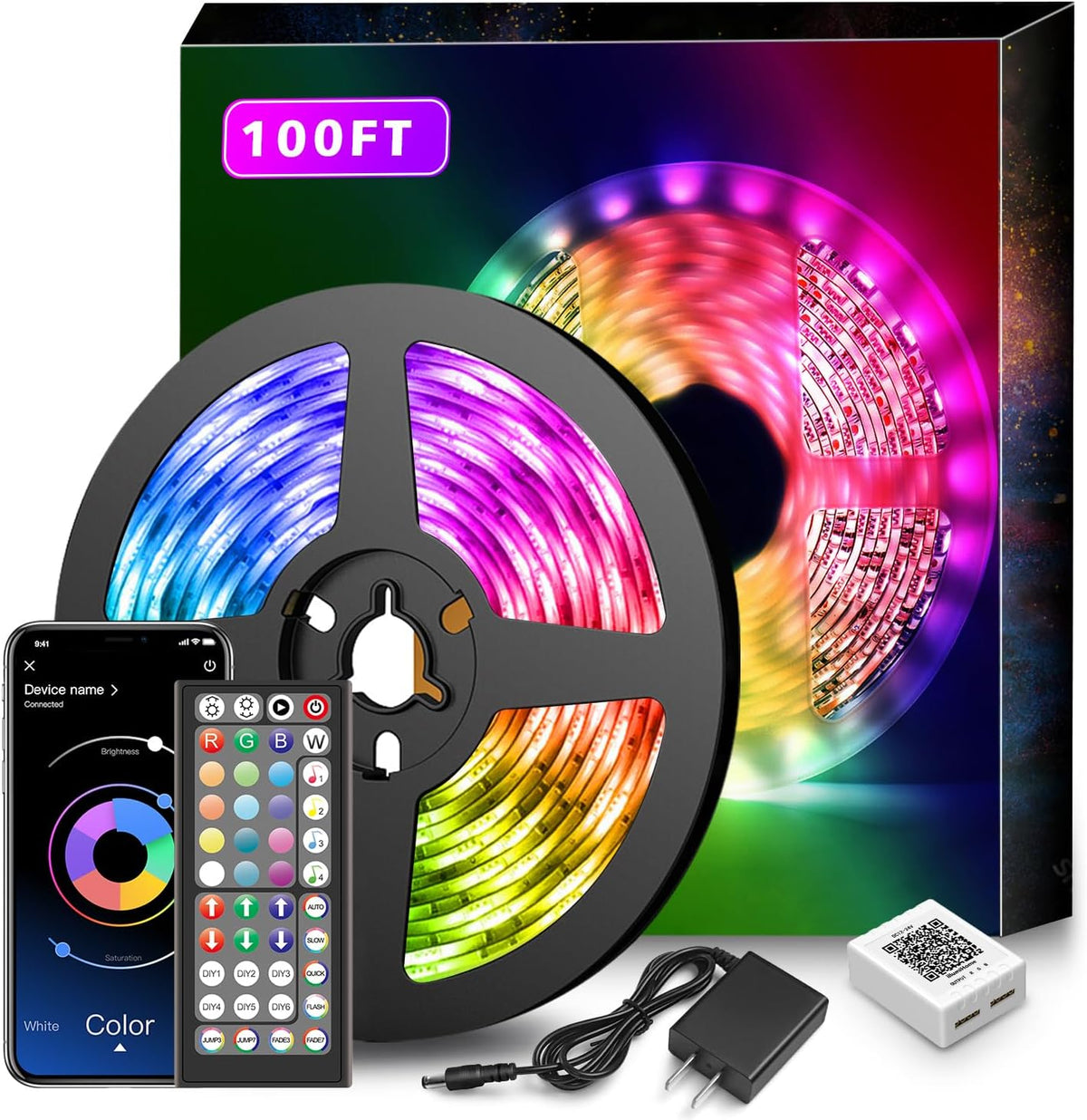 Led Lights for Bedroom 100Ft Music Sync Color Changing Led Strip Lights Smart with Remote and App Control Built-In Mic for Party Home Room Decor Luces LED Para Cuarto